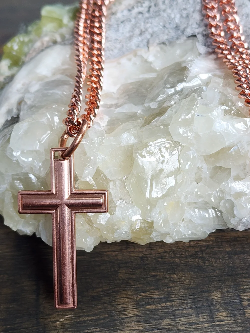 Pure Copper Cross Necklace 5mm Cuban Link Chain – 20
